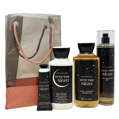 Into the Night Gift Bag Set - Fine Fragrance Mist, Shower Gel, Body Lotion, Shea Butter Hand Cream